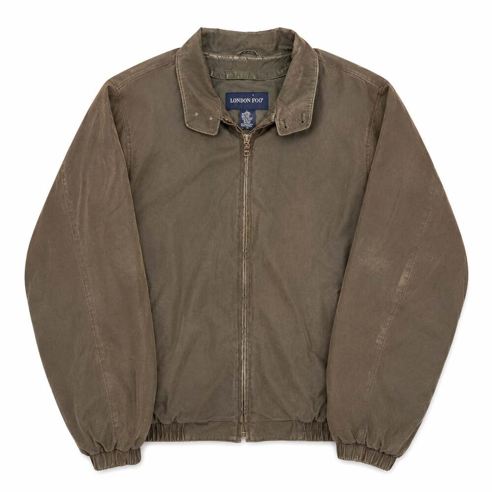 Vintage London Fog Men's Size Large Brown Zip-Up Bomber Jacket